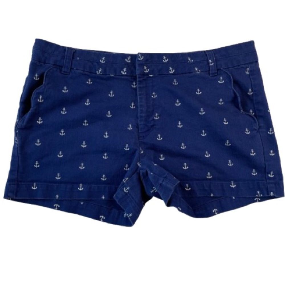 Blue Rain Women's Navy Anchor Shorts Blue Shorts White Anchor - Pockets - Size 8